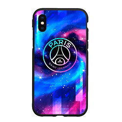 Чехол iPhone XS Max матовый PSG неоновый космос, цвет: 3D-черный