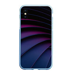 Чехол iPhone XS Max матовый Спиральные тёмные пластины, цвет: 3D-голубой