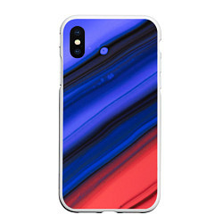 Чехол iPhone XS Max матовый Синий и красный песок, цвет: 3D-белый