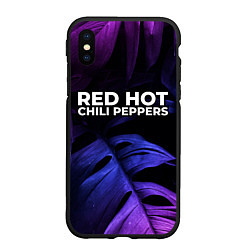 Чехол iPhone XS Max матовый Red Hot Chili Peppers neon monstera, цвет: 3D-черный