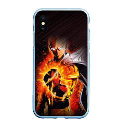 Чехол iPhone XS Max матовый One Punch-Man-красный кулак, цвет: 3D-голубой