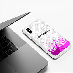 Чехол iPhone XS Max матовый Disturbed rock legends: символ сверху, цвет: 3D-белый — фото 2