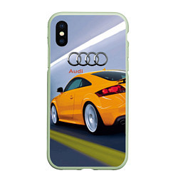 Чехол iPhone XS Max матовый Audi TT мчится в тоннеле, цвет: 3D-салатовый