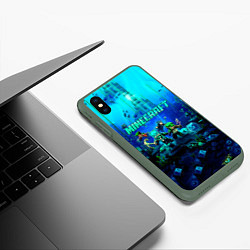 Чехол iPhone XS Max матовый Minecraft water, цвет: 3D-темно-зеленый — фото 2