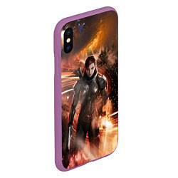 Чехол iPhone XS Max матовый Mass Effect N7 - Jane Shepard, цвет: 3D-фиолетовый — фото 2