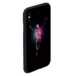 Чехол iPhone XS Max матовый Скелет в неоновом свете, цвет: 3D-черный — фото 2