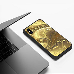 Чехол iPhone XS Max матовый Золотая абстракция, цвет: 3D-черный — фото 2