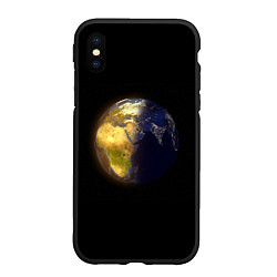 Чехол iPhone XS Max матовый Планета Земля, день и ночь, цвет: 3D-черный