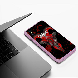 Чехол iPhone XS Max матовый Slipknot - красный козел, цвет: 3D-сиреневый — фото 2