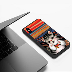 Чехол iPhone XS Max матовый Крик котёнка мяу, цвет: 3D-черный — фото 2