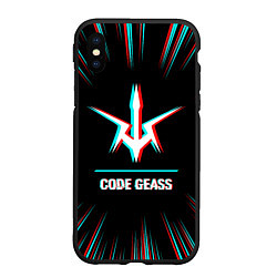 Чехол iPhone XS Max матовый Символ Code Geass в стиле glitch на темном фоне, цвет: 3D-черный