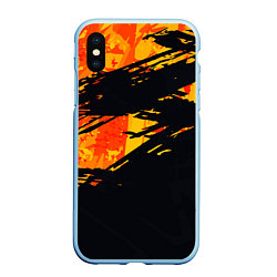 Чехол iPhone XS Max матовый Orange and black, цвет: 3D-голубой