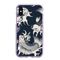 Чехол iPhone XS Max матовый Japan carp, цвет: 3D-сиреневый