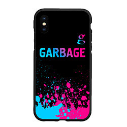 Чехол iPhone XS Max матовый Garbage - neon gradient: символ сверху, цвет: 3D-черный