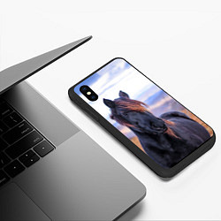 Чехол iPhone XS Max матовый Черный конь, цвет: 3D-черный — фото 2