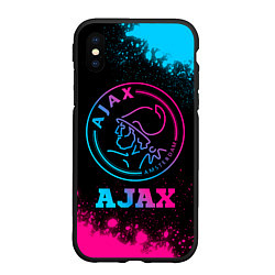 Чехол iPhone XS Max матовый Ajax - neon gradient, цвет: 3D-черный