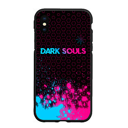 Чехол iPhone XS Max матовый Dark Souls - neon gradient: символ сверху, цвет: 3D-черный