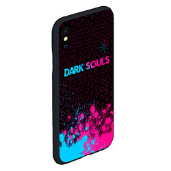 Чехол iPhone XS Max матовый Dark Souls - neon gradient: символ сверху, цвет: 3D-черный — фото 2