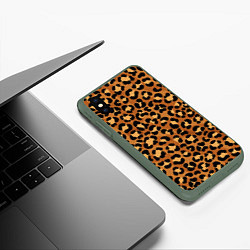 Чехол iPhone XS Max матовый Леопардовый цвет, цвет: 3D-темно-зеленый — фото 2