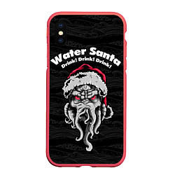 Чехол iPhone XS Max матовый Water Santa, цвет: 3D-красный