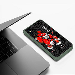 Чехол iPhone XS Max матовый Santa Claus Samurai, цвет: 3D-темно-зеленый — фото 2