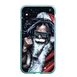 Чехол iPhone XS Max матовый Cool Santa Rastaman, цвет: 3D-мятный