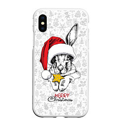 Чехол iPhone XS Max матовый Rabbit with cookies, merry Christmas, цвет: 3D-белый