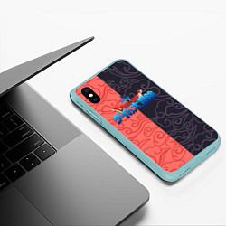 Чехол iPhone XS Max матовый Dragon Quest asian pattern, цвет: 3D-мятный — фото 2