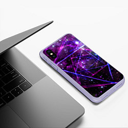 Чехол iPhone XS Max матовый Triangle space - Neon - Geometry, цвет: 3D-светло-сиреневый — фото 2
