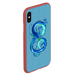 Чехол iPhone XS Max матовый Синий дракон в форме цифры 8, цвет: 3D-красный — фото 2