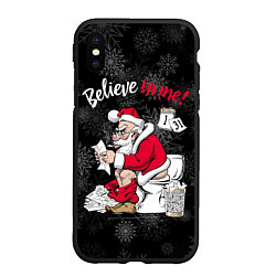 Чехол iPhone XS Max матовый Santa Claus on the toilet, believe in me, цвет: 3D-черный