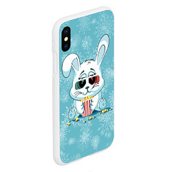 Чехол iPhone XS Max матовый Кролик кушает попкорн, цвет: 3D-белый — фото 2