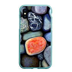 Чехол iPhone XS Max матовый Цветные камушки, цвет: 3D-мятный