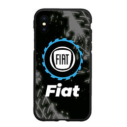 Чехол iPhone XS Max матовый Fiat в стиле Top Gear со следами шин на фоне, цвет: 3D-черный
