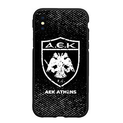 Чехол iPhone XS Max матовый AEK Athens с потертостями на темном фоне, цвет: 3D-черный