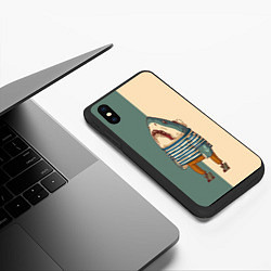 Чехол iPhone XS Max матовый Акула-моряк, цвет: 3D-черный — фото 2