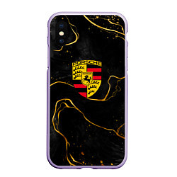 Чехол iPhone XS Max матовый Gold Porsche, цвет: 3D-светло-сиреневый