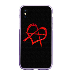Чехол iPhone XS Max матовый Сердце анархиста, цвет: 3D-светло-сиреневый