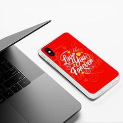 Чехол iPhone XS Max матовый Love you forever - hearts, patterns, цвет: 3D-белый — фото 2