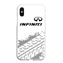 Чехол iPhone XS Max матовый Infiniti speed на светлом фоне со следами шин: сим, цвет: 3D-белый