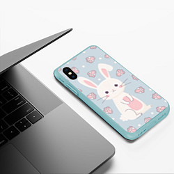 Чехол iPhone XS Max матовый Маленький зайчонок, цвет: 3D-мятный — фото 2