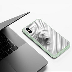 Чехол iPhone XS Max матовый Нечеловеческий вопль - складки ткани, цвет: 3D-салатовый — фото 2