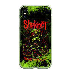 Чехол iPhone XS Max матовый Slipknot green череп, цвет: 3D-салатовый