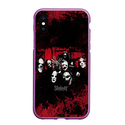 Чехол iPhone XS Max матовый Группа Slipknot, цвет: 3D-фиолетовый