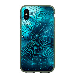 Чехол iPhone XS Max матовый Halloween паутина, цвет: 3D-темно-зеленый