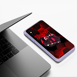 Чехол iPhone XS Max матовый Slipknot art black, цвет: 3D-светло-сиреневый — фото 2