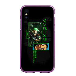 Чехол iPhone XS Max матовый One Piece: Zoro, цвет: 3D-фиолетовый