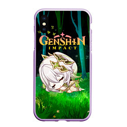 Чехол iPhone XS Max матовый Нахида прилегла в лесу, цвет: 3D-сиреневый