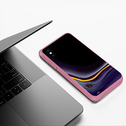 Чехол iPhone XS Max матовый Фиолетовые краски во тьме, цвет: 3D-малиновый — фото 2