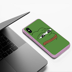 Чехол iPhone XS Max матовый Лягушонок Pepe грустит, цвет: 3D-сиреневый — фото 2
